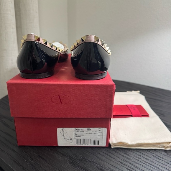 Valentino Garavani Rockstud Ballet Flats Patent Black 38 - Picture 11 of 11
